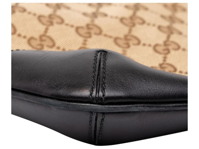 Borsa a tracolla Gucci in tela GG beige con banda Web - vista 7