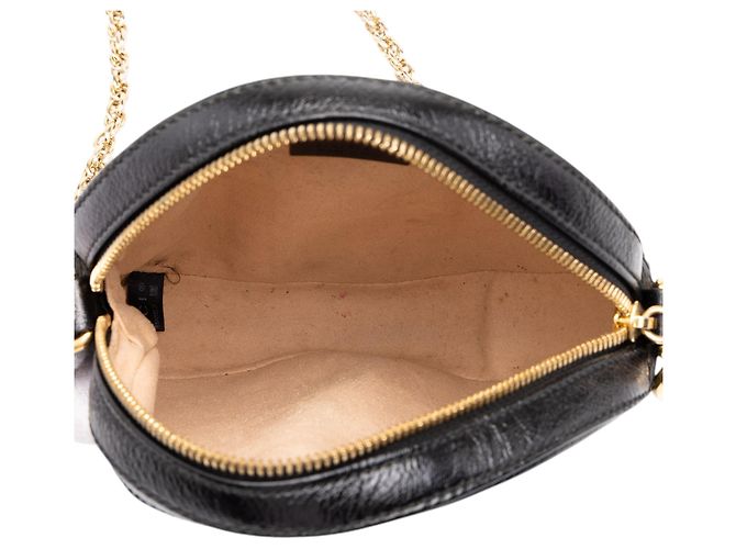 Gucci Mini Borsa a Tracolla Rotonda Ophidia in Suede Nero con Web - vista 4