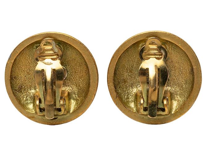 Chanel Gold CC Vergoldete Runde Clip-On Ohrringe - Ansicht 2