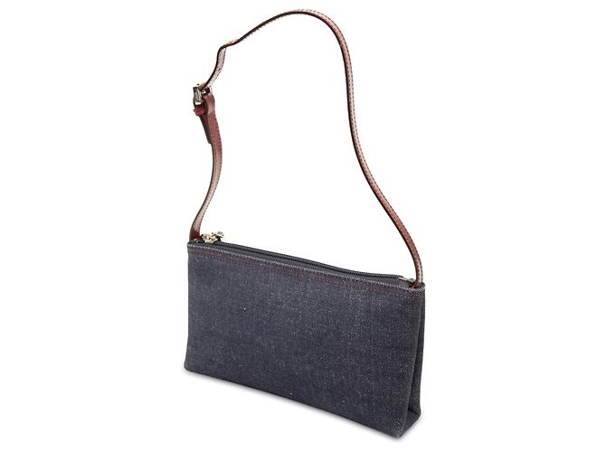 Burberry Schultertasche aus blauem Denim mit House Check Patch - Ansicht 2