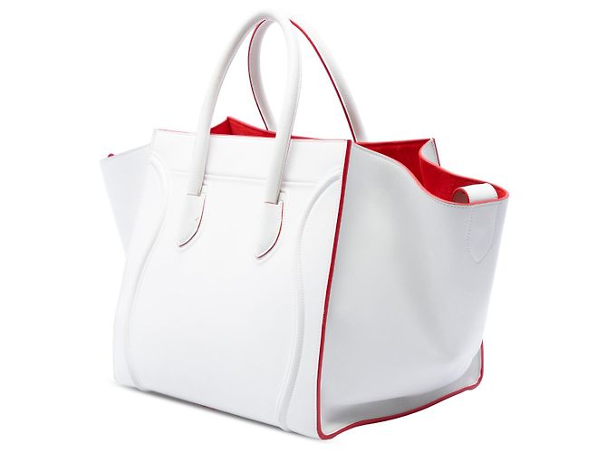 Céline Celine Phantom Luggage Tote en cuir blanc Medium - vue 2