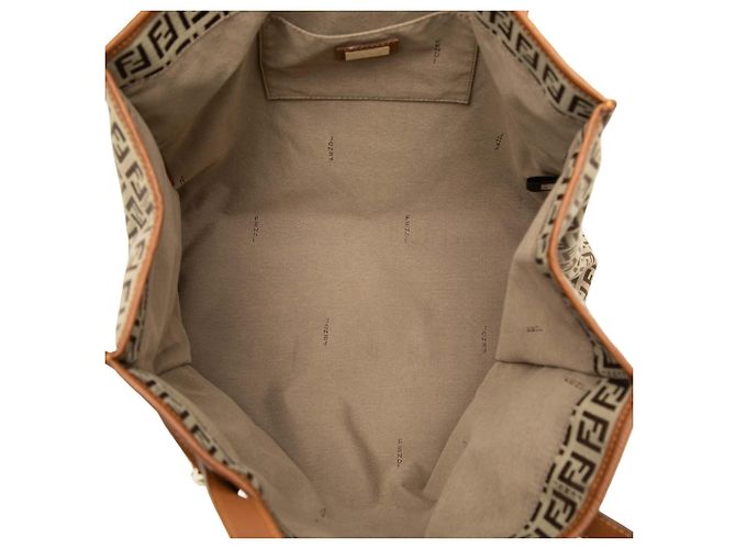Borsa Tote Fendi Beige Zucchino Canvas - vista 4