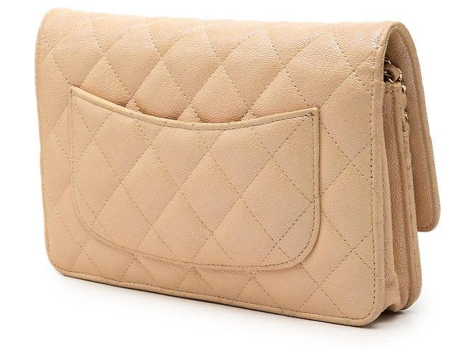 Chanel Beige CC Quilted Caviar Wallet on Chain - vue 2