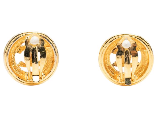 Orecchini a clip rotondi Sunburst Chanel Gold CC placcati oro D'oro - vista 2