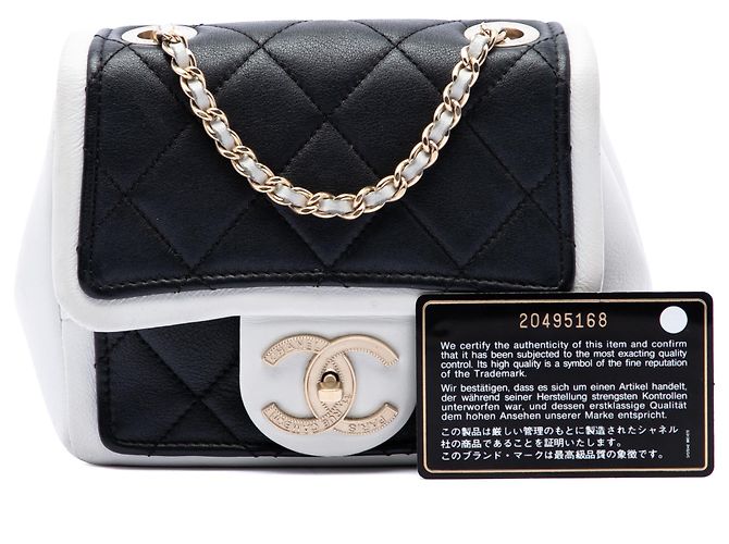 Chanel Mini Square Calfskin Graphic Flap Crossbody Nero - vista 7
