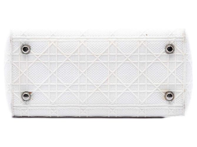 Dior White Medium Embroidered Canvas Cannage Lady D Lite - vue 3