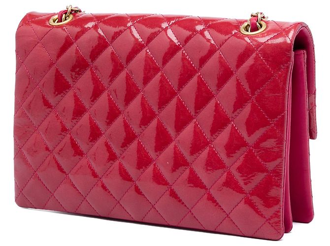 Chanel Red Quilted Patent Goatskin Pagoda Accordion Flap - vista 2