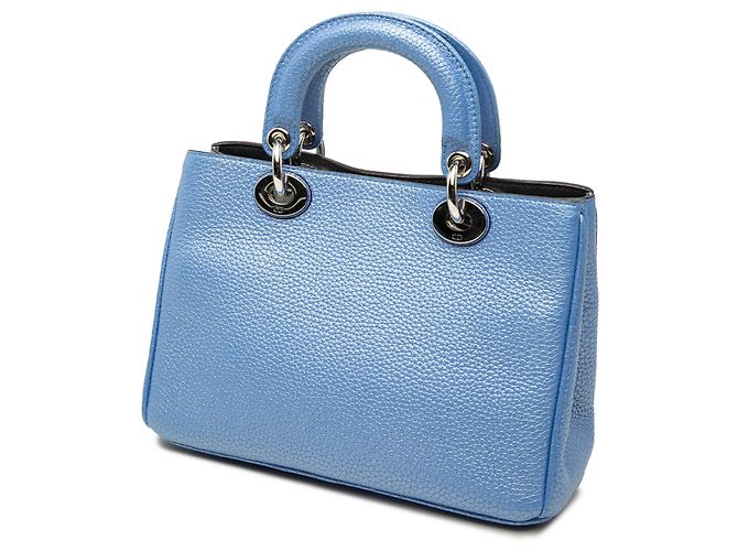 Borsa Diorissimo Mini in vitello martellato metallizzato blu Dior - vista 2