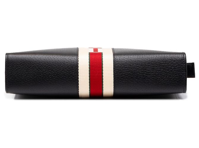 Clutch Gucci New Web in pelle di vitello nera con logo e banda - vista 3