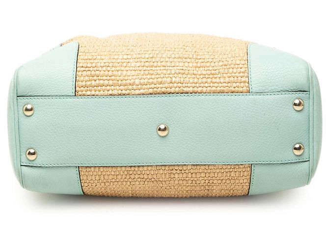 Borsa Gucci Small Raffia Bamboo Shopper Marrone - vista 3