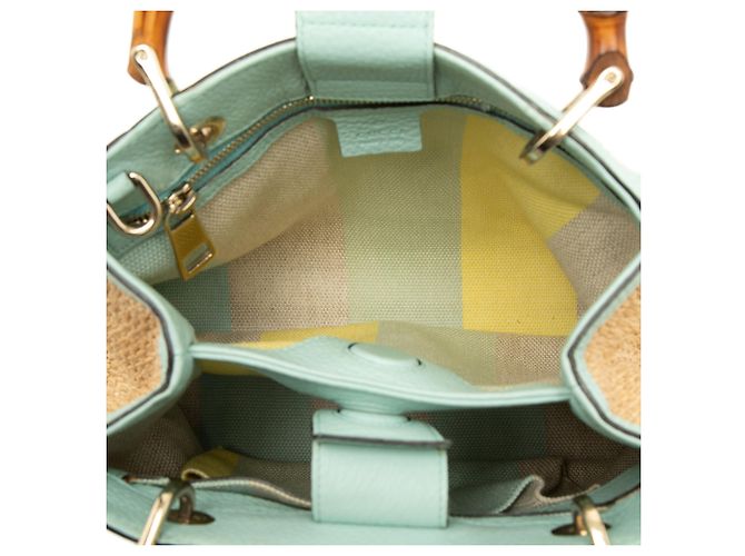 Borsa Gucci Small Raffia Bamboo Shopper Marrone - vista 4