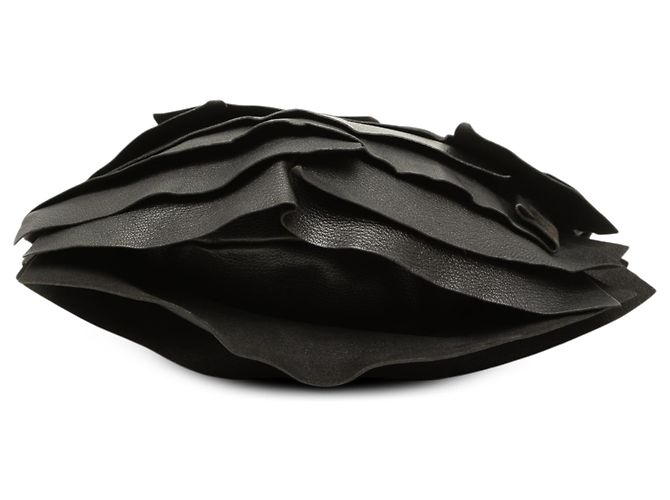 Autre Marque Saint Laurent Borsa Hobo Saint Tropez in pelle con volant nero Small - vista 3