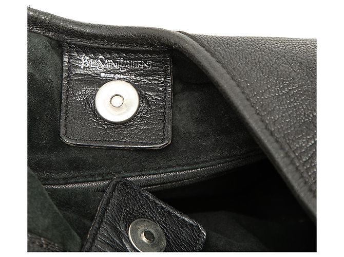 Autre Marque Saint Laurent Borsa Hobo Saint Tropez in pelle con volant nero Small - vista 5