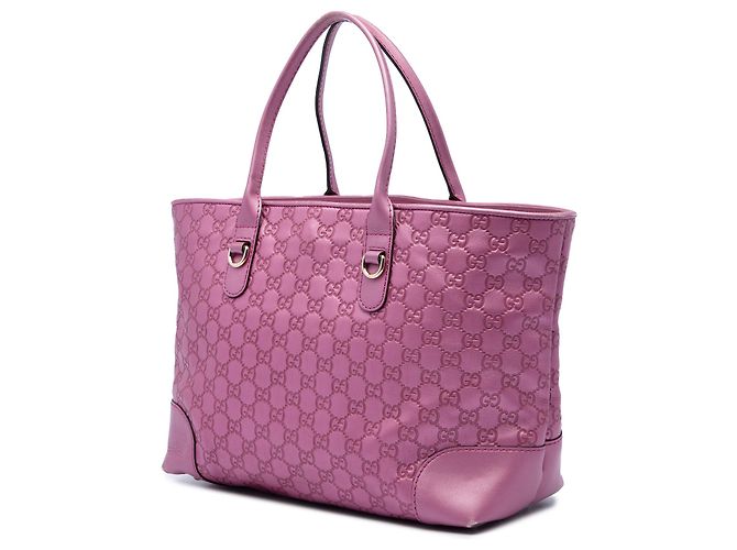 Bamboo Tote Gucci Pink Metallic Guccissima Heart Bit - vista 2