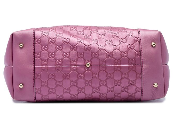 Bamboo Tote Gucci Pink Metallic Guccissima Heart Bit - vista 3