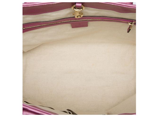 Bamboo Tote Gucci Pink Metallic Guccissima Heart Bit - vista 4