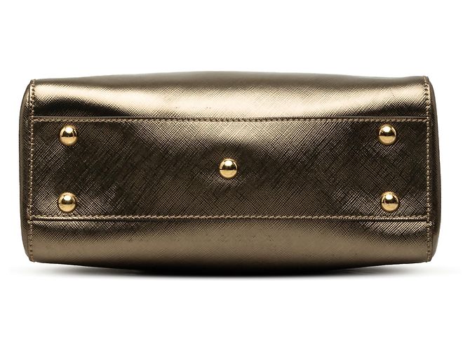 Salvatore Ferragamo Borsa Satchel Gancini Batik in pelle metallizzata oro Ferragamo - vista 3
