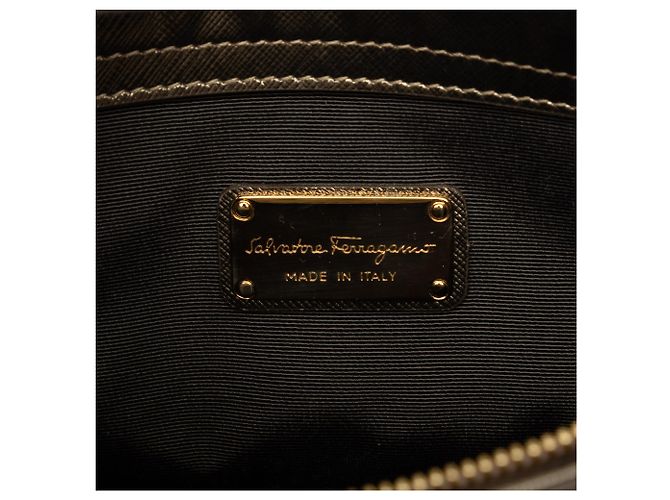 Salvatore Ferragamo Borsa Satchel Gancini Batik in pelle metallizzata oro Ferragamo - vista 5