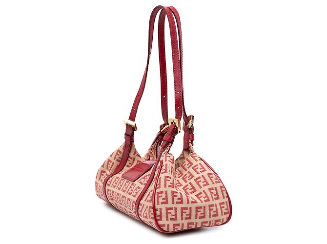 Borsa a tracolla sportiva Fendi Beige Zucchino Canvas - vista 2