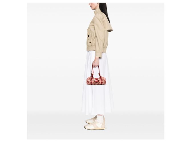 Borsa a tracolla sportiva Fendi Beige Zucchino Canvas - vista 6