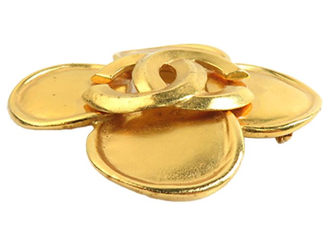 Chanel Gold CC vergoldete Kleeblatt-Brosche - Ansicht 5