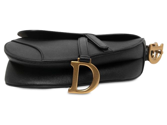 Borsa Saddle Dior in pelle di vitello grana grossa nera - vista 3