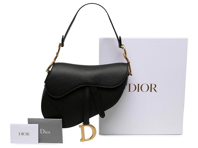 Borsa Saddle Dior in pelle di vitello grana grossa nera - vista 7