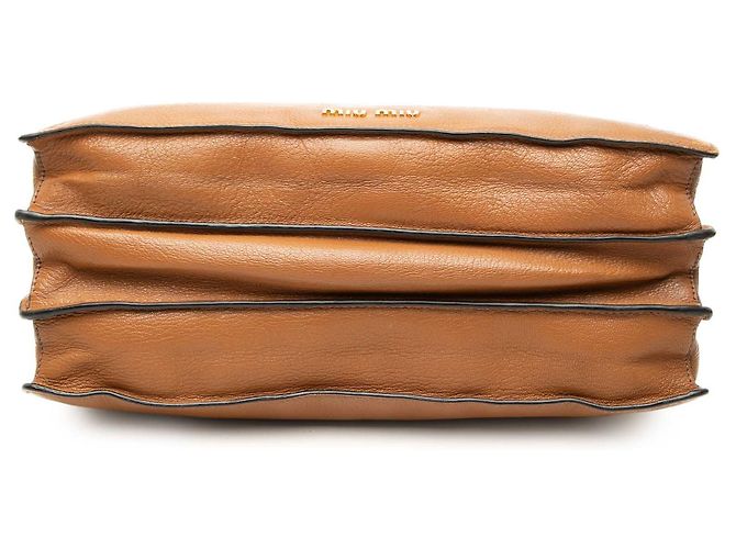 Borsa Satchel Miu Miu in pelle di capra marrone Madras - vista 3