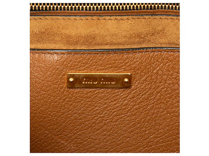 Borsa Satchel Miu Miu in pelle di capra marrone Madras - vista 5