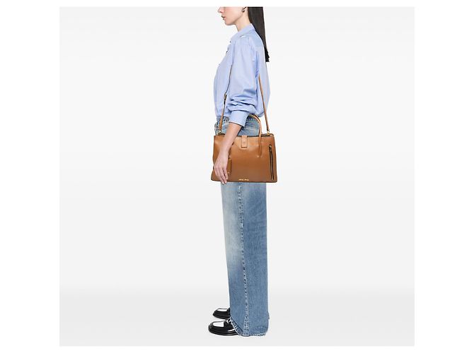 Borsa Satchel Miu Miu in pelle di capra marrone Madras - vista 6