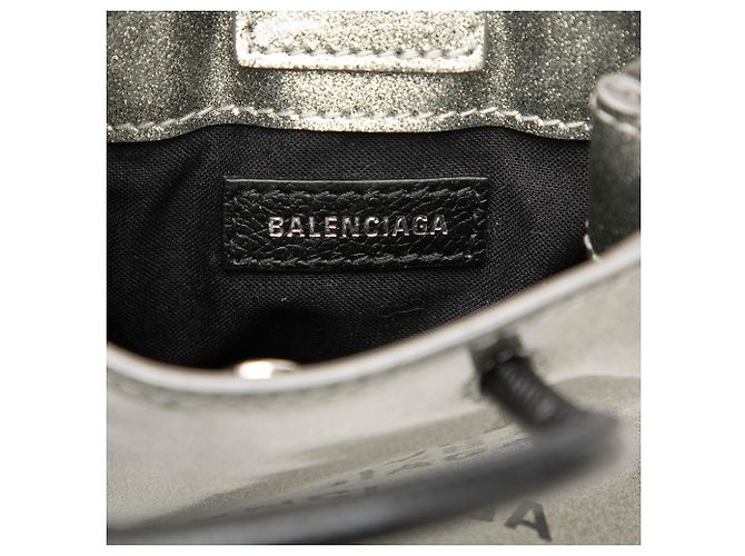 Balenciaga Porta-cellulare Shopping Logo Mini in vernice argento - vista 5