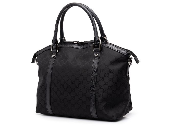 Bolso Gucci Black Medium GG Canvas Charm Dome Satchel - vista 2