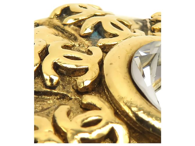 Orecchini a clip rotondi in cristallo placcati oro Chanel Gold CC - vista 10