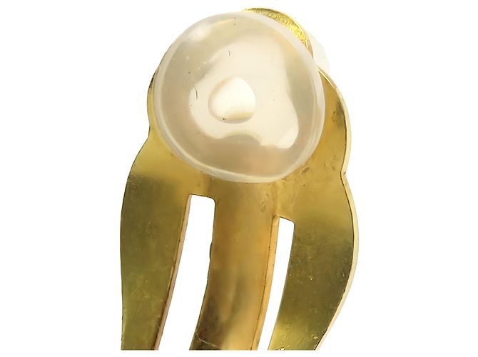 Orecchini a clip rotondi in cristallo placcati oro Chanel Gold CC - vista 13