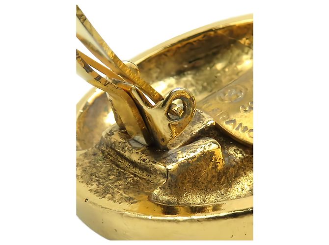 Orecchini a clip rotondi in cristallo placcati oro Chanel Gold CC - vista 6