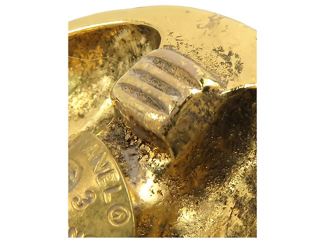Orecchini a clip rotondi in cristallo placcati oro Chanel Gold CC - vista 8