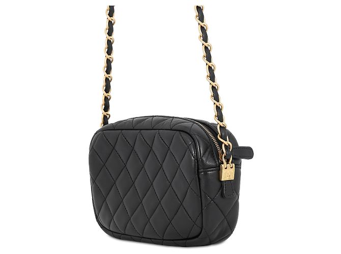 Chanel Small CC Quilted Camera Bag aus schwarzem Lammleder - Ansicht 2