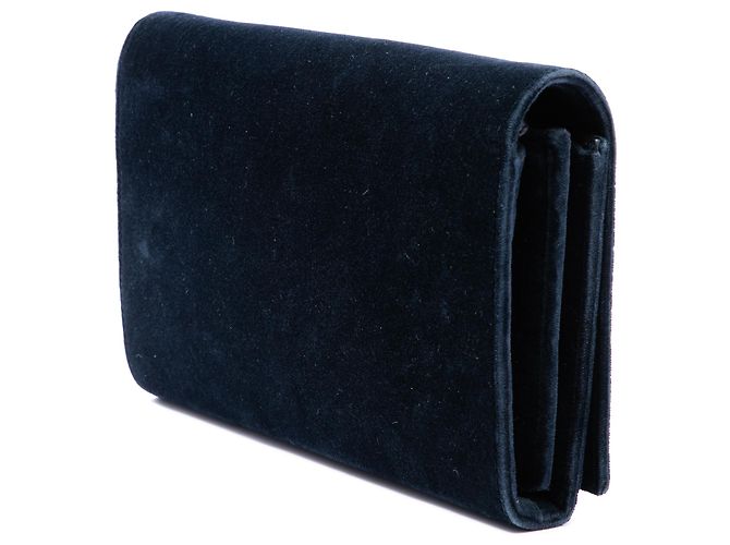 Autre Marque Portafoglio a catena Saint Laurent Kate in camoscio blu con monogramma - vista 2