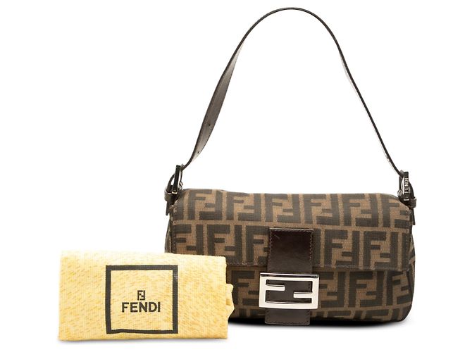 Fendi Baguette Tasche aus braunem Zucca Canvas - Ansicht 7