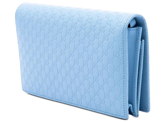 Portafoglio con tracolla Gucci Blue Microguccissima - vista 2