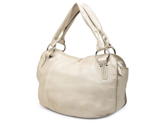 Céline Celine Bittersweet Hobo in pelle di vitello grana metallizzata bianca - vista 2