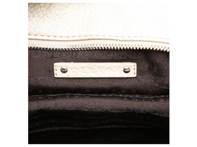 Céline Celine Bittersweet Hobo in pelle di vitello grana metallizzata bianca - vista 5