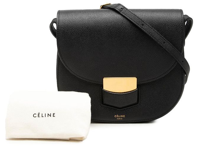 Céline Celine Black Small Grained Calfskin Trotteur Crossbody - vista 7