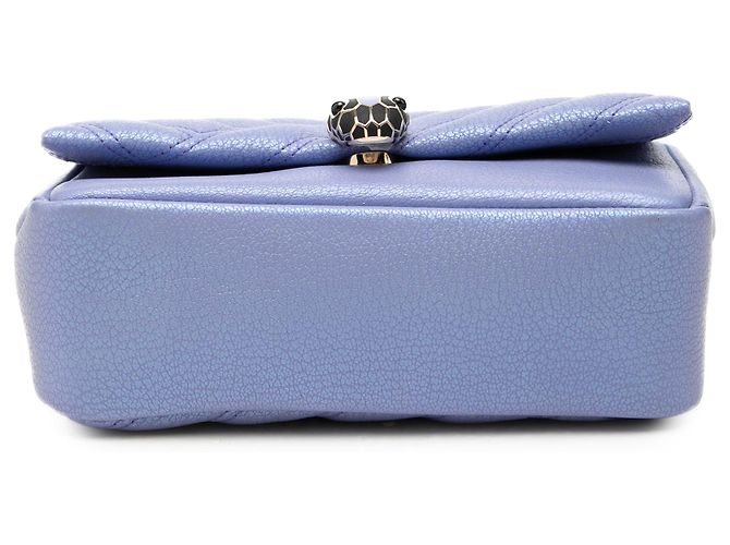 Bulgari Borsa a tracolla Bvlgari Serpenti Cabochon in pelle viola con catena - vista 3