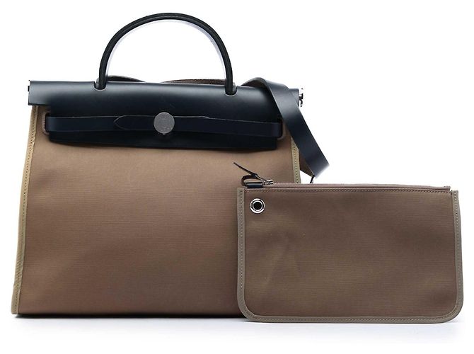 Hermès Brown Toile Herbag Zip 31 Braun Taupe - Ansicht 6