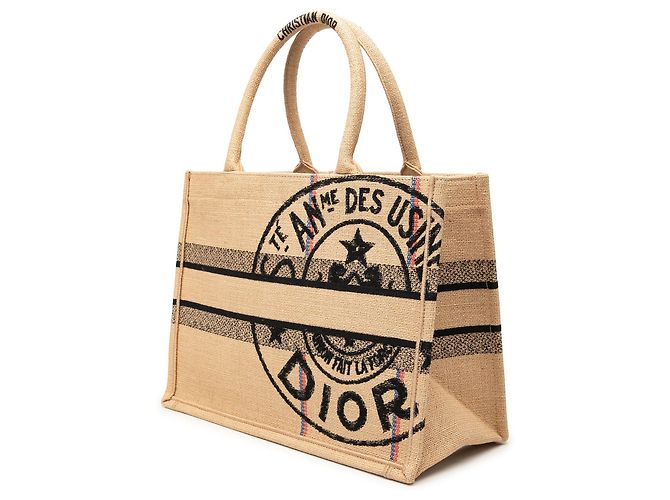 Dior Book Tote Medium de yute bordado Beige - vista 2