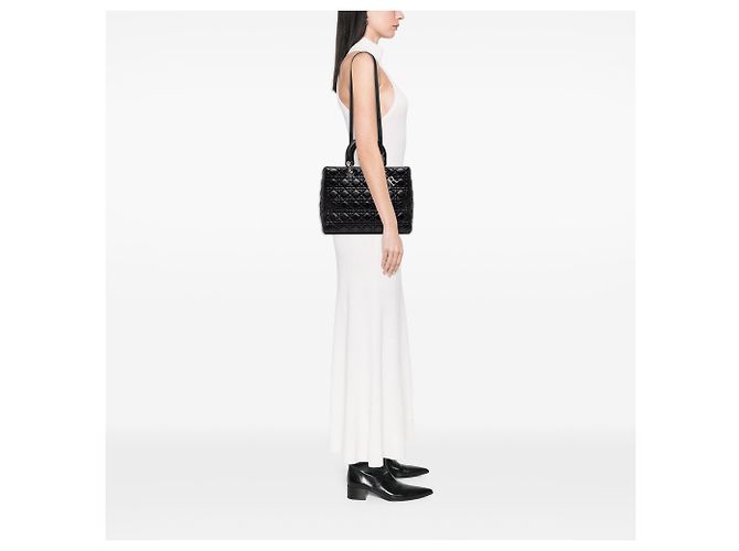 Dior Black Large Lambskin Cannage Lady Dior - vista 6