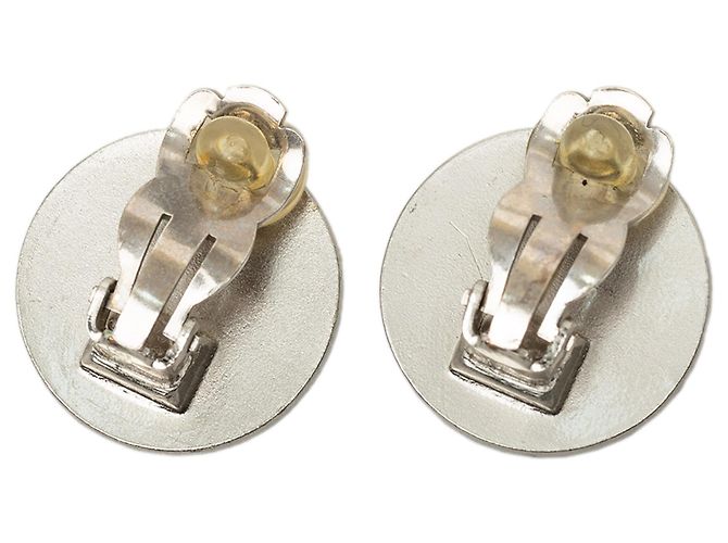 Chanel Silver CC Brass Croisiere Runde Clip-On Ohrringe - Ansicht 2
