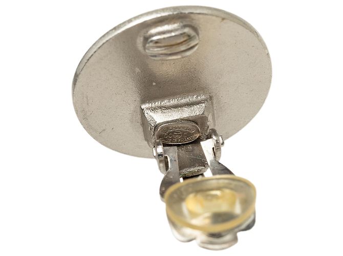 Chanel Silver CC Brass Croisiere Runde Clip-On Ohrringe - Ansicht 3