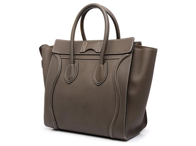 Céline Celine Mini Luggage Tote aus grauem genarbtem Kalbsleder - Ansicht 2